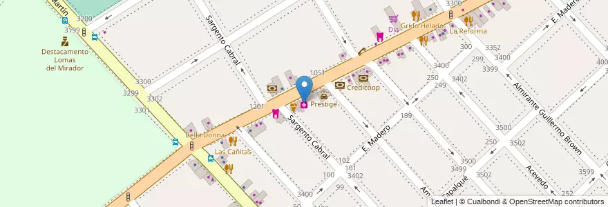 Mapa de ubicacion de Farmacia en Argentinië, Buenos Aires, Partido De La Matanza, Lomas Del Mirador.