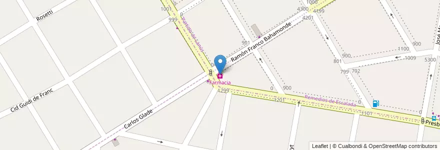 Mapa de ubicacion de Farmacia en Arjantin, Buenos Aires, Partido De Lanús, Remedios De Escalada.