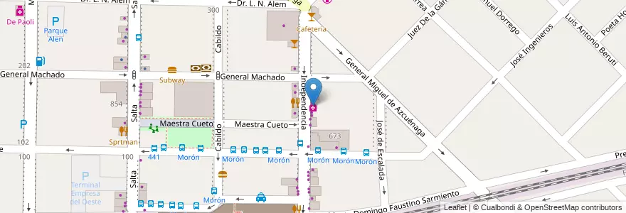 Mapa de ubicacion de Farmacia en Argentina, Provincia Di Buenos Aires, Partido De Morón, Morón.