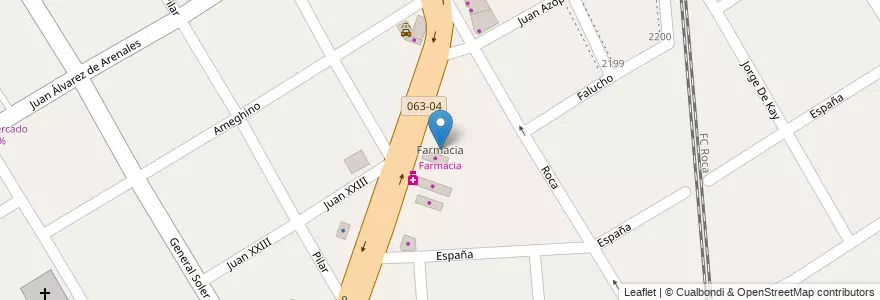 Mapa de ubicacion de Farmacia en الأرجنتين, بوينس آيرس, Partido De Almirante Brown, Burzaco.