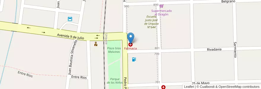 Mapa de ubicacion de Farmacia en Argentine, Corrientes, Departamento Monte Caseros, Municipio De Mocoretá.