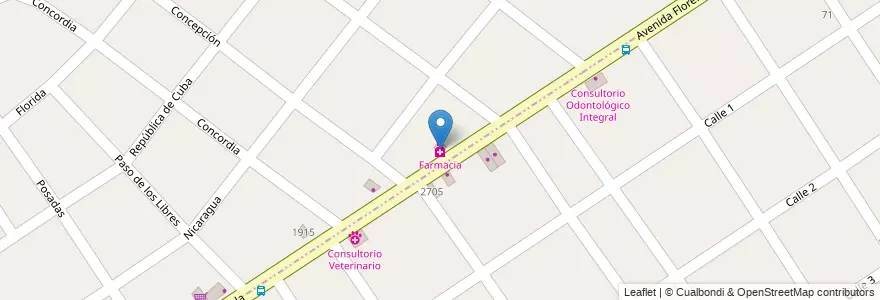 Mapa de ubicacion de Farmacia en アルゼンチン, ブエノスアイレス州, Ezpeleta.