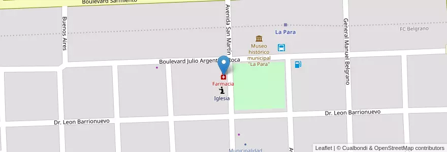 Mapa de ubicacion de Farmacia en 阿根廷, Córdoba, Departamento Río Primero, Pedanía Castaño, Municipio De La Para, La Para.