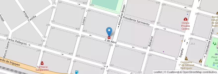 Mapa de ubicacion de Farmacia 2 de Abril en Arjantin, Buenos Aires, Partido De General Rodríguez.