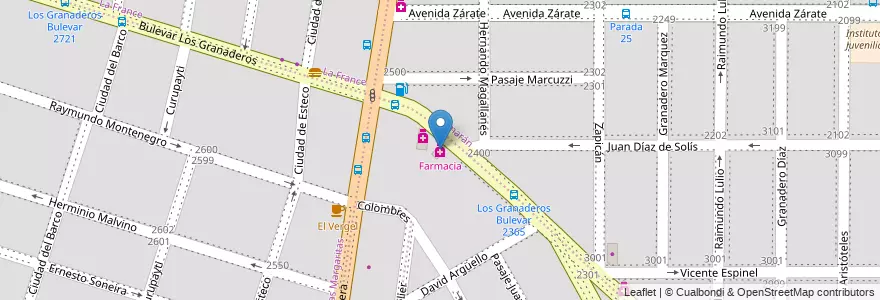 Mapa de ubicacion de Farmacia en Аргентина, Кордова, Departamento Capital, Pedanía Capital, Córdoba, Municipio De Córdoba.
