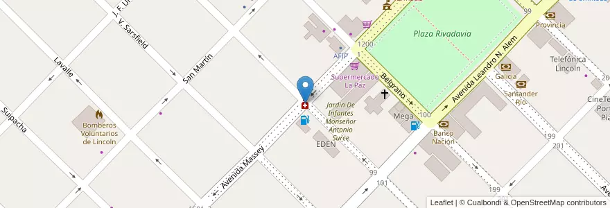 Mapa de ubicacion de Farmacia en Argentinië, Buenos Aires, Partido De Lincoln.