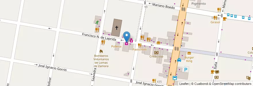 Mapa de ubicacion de Farmacia 24 en Argentine, Province De Buenos Aires, Partido De Lomas De Zamora, Lomas De Zamora.
