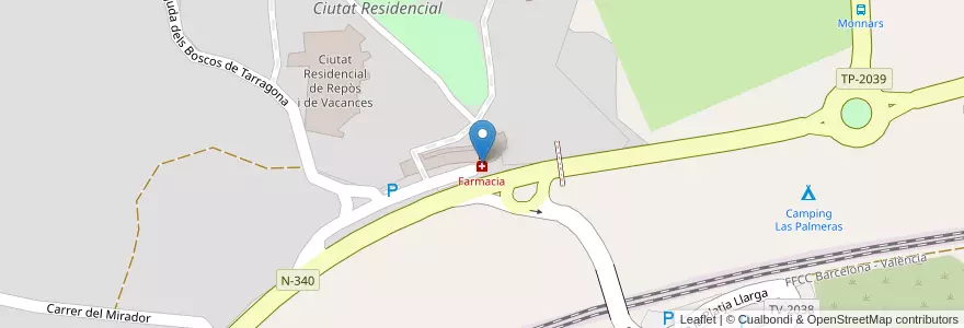 Mapa de ubicacion de Farmacia en 스페인, Catalunya, Tarragona, Tarragonès, 타라고나.