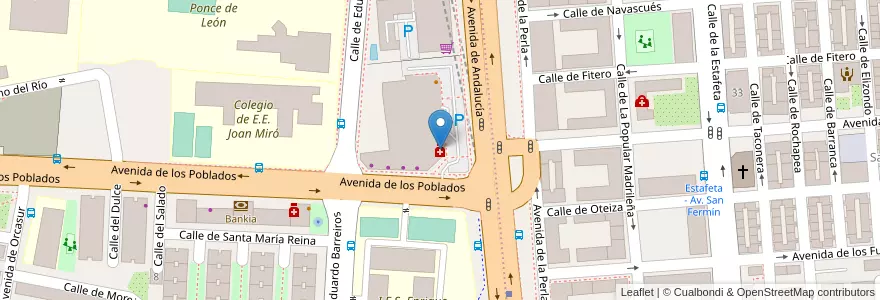 Mapa de ubicacion de Farmacia 24H en اسپانیا, بخش خودمختار مادرید, بخش خودمختار مادرید, Área Metropolitana De Madrid Y Corredor Del Henares, مادرید.