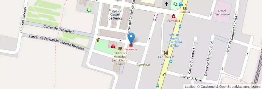 Mapa de ubicacion de Farmacia en Spanien, Valencianische Gemeinschaft, Valencia, Comarca De València, Valencia.