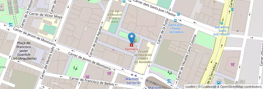 Mapa de ubicacion de Farmacia en Espagne, Communauté Valencienne, Valence, Comarca De València, Valence.