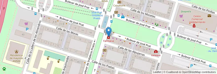 Mapa de ubicacion de Farmacia en Испания, Мадрид, Мадрид, Área Metropolitana De Madrid Y Corredor Del Henares, Мадрид.