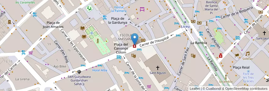 Mapa de ubicacion de Farmàcia en Spanje, Catalonië, Barcelona, Barcelonès, Barcelona.