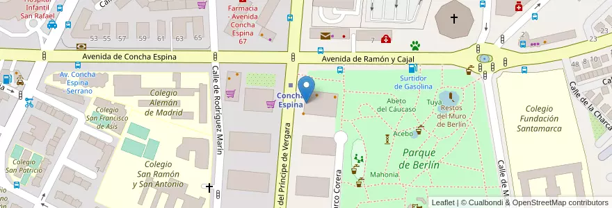 Mapa de ubicacion de Farmacia en إسبانيا, منطقة مدريد, منطقة مدريد, Área Metropolitana De Madrid Y Corredor Del Henares, مدريد.