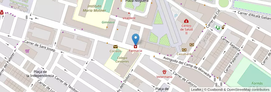 Mapa de ubicacion de Farmacia en Spanien, Valencianische Gemeinschaft, Valencia, El Camp De Morvedre, Sagunt / Sagunto.