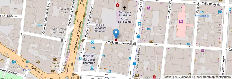 Mapa de ubicacion de Farmacia en Испания, Мадрид, Мадрид, Área Metropolitana De Madrid Y Corredor Del Henares, Мадрид.