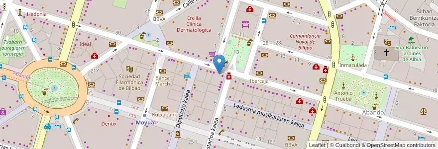 Mapa de ubicacion de Farmacia en 西班牙, 巴斯克, 比斯开, Bilboaldea, 毕尔巴鄂.