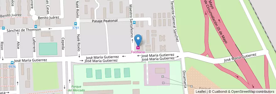 Mapa de ubicacion de Farmacia en アルゼンチン, サンタフェ州, Departamento Rosario, Municipio De Rosario, ロサリオ.