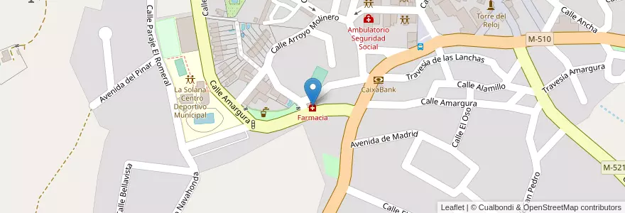 Mapa de ubicacion de Farmacia en Испания, Мадрид, Мадрид, Sierra Oeste, Navalagamella.