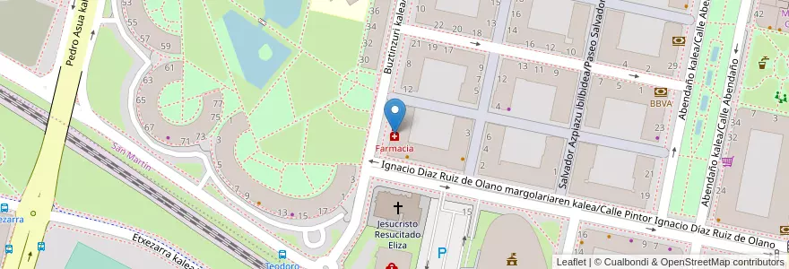 Mapa de ubicacion de Farmacia en İspanya, Bask Bölgesi, Araba/Álava, Gasteizko Kuadrilla/Cuadrilla De Vitoria, Vitoria-Gasteiz.
