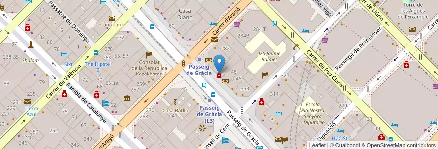 Mapa de ubicacion de Farmàcia en Espagne, Catalogne, Barcelone, Barcelonais, Barcelone.