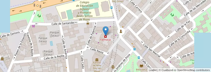 Mapa de ubicacion de Farmacia en スペイン, マドリード州, Comunidad De Madrid, Área Metropolitana De Madrid Y Corredor Del Henares, Móstoles.