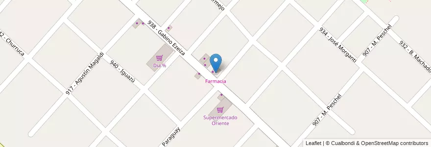 Mapa de ubicacion de Farmacia en Arjantin, Buenos Aires, Partido De Tres De Febrero, Loma Hermosa.