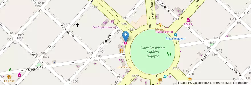 Mapa de ubicacion de Farmacia 60, Casco Urbano en آرژانتین, استان بوئنوس آیرس, Partido De La Plata, La Plata.