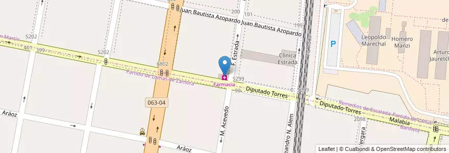Mapa de ubicacion de Farmacia en アルゼンチン, ブエノスアイレス州, Partido De Lanús, Partido De Lomas De Zamora, Remedios De Escalada.