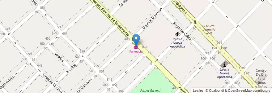 Mapa de ubicacion de Farmacia en Argentine, Province De Buenos Aires, Partido De Lanús, Gerli.