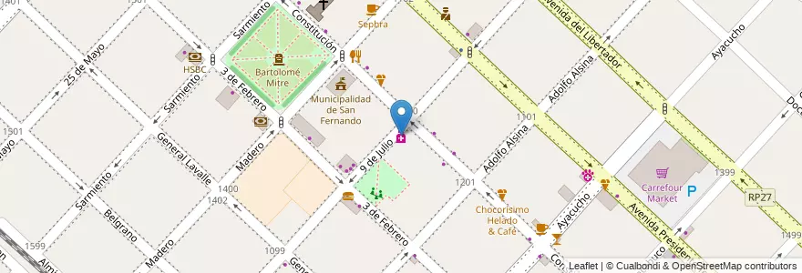 Mapa de ubicacion de Farmacia 9 de Julio en アルゼンチン, ブエノスアイレス州, Partido De San Fernando, San Fernando.