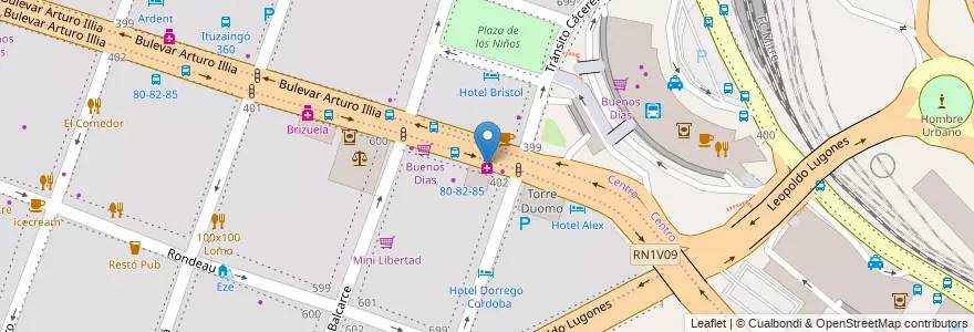 Mapa de ubicacion de Farmacia en 아르헨티나, Córdoba, Departamento Capital, Pedanía Capital, Córdoba, Municipio De Córdoba.