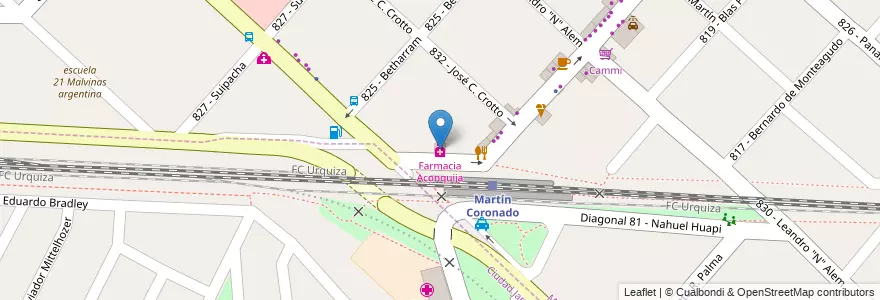 Mapa de ubicacion de Farmacia Aconquija en Argentinië, Buenos Aires, Partido De Tres De Febrero, Martín Coronado.