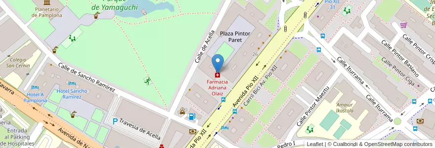 Mapa de ubicacion de Farmacia Adriana Olaiz en スペイン, ナバーラ州, ナバーラ州, パンプローナ.