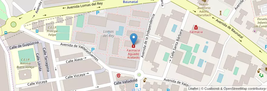 Mapa de ubicacion de Farmacia Aguado Acebedo en إسبانيا, منطقة مدريد, منطقة مدريد, Área Metropolitana De Madrid Y Corredor Del Henares, San Sebastián De Los Reyes.