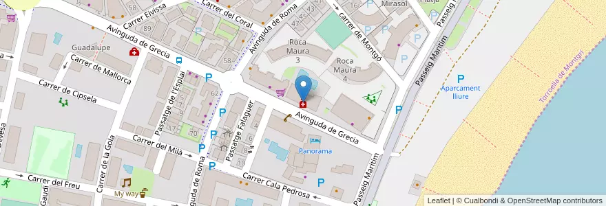 Mapa de ubicacion de Farmacia Alaball en スペイン, カタルーニャ州, ジローナ, Baix Empordà, Torroella De Montgrí.