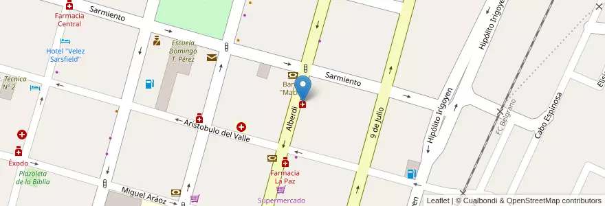 Mapa de ubicacion de Farmacia Alberdi en アルゼンチン, フフイ州, Departamento San Pedro, Municipio De San Pedro De Jujuy.