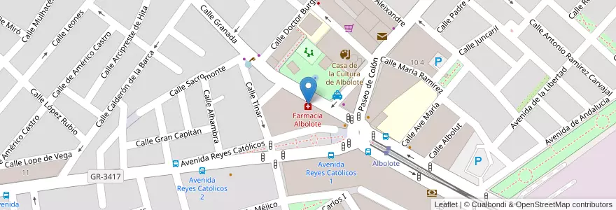 Mapa de ubicacion de Farmacia Albolote en España, Andalucía, Granada, Comarca De La Vega De Granada, Albolote.