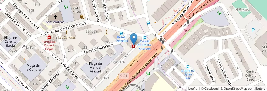Mapa de ubicacion de Farmacia Aldea Fuentes en İspanya, Catalunya, Barcelona, Barcelonès, Barcelona.