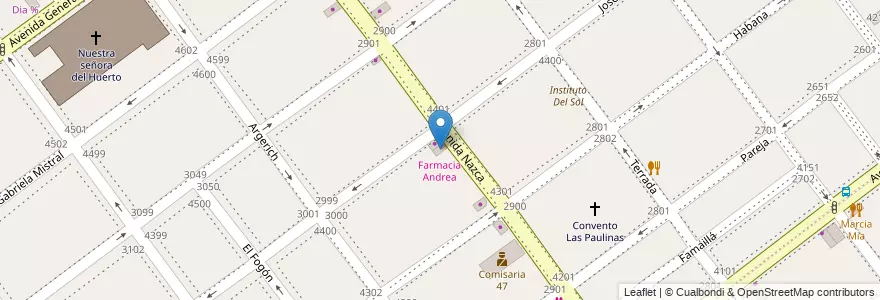 Mapa de ubicacion de Farmacia Andrea, Villa Pueyrredon en 阿根廷, Ciudad Autónoma De Buenos Aires, Comuna 12, 布宜诺斯艾利斯.
