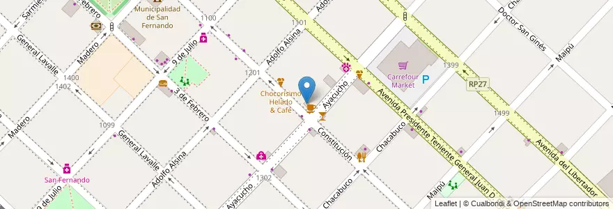 Mapa de ubicacion de Farmacia Andreu en 阿根廷, 布宜诺斯艾利斯省, Partido De San Fernando, San Fernando.