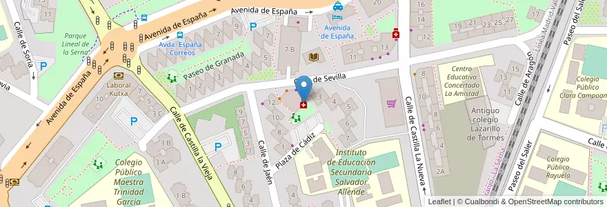 Mapa de ubicacion de Farmacia Ángel García López en اسپانیا, بخش خودمختار مادرید, بخش خودمختار مادرید, Área Metropolitana De Madrid Y Corredor Del Henares, Fuenlabrada.