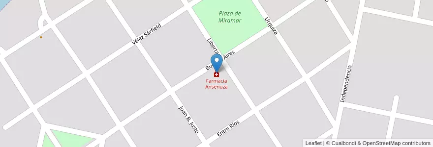Mapa de ubicacion de Farmacia Ansenuza en Argentinië, Córdoba, Departamento San Justo, Pedanía Concepción, Municipio De Miramar, Miramar.