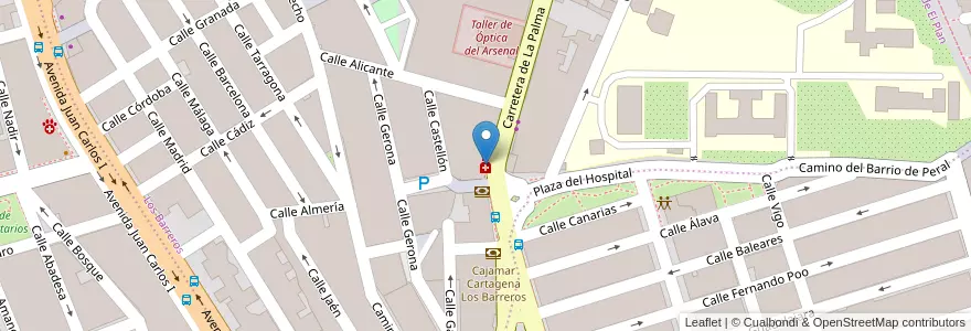 Mapa de ubicacion de Farmacia Arcas en إسبانيا, منطقة مرسية, منطقة مرسية, Campo De Cartagena Y Mar Menor, Cartagena.