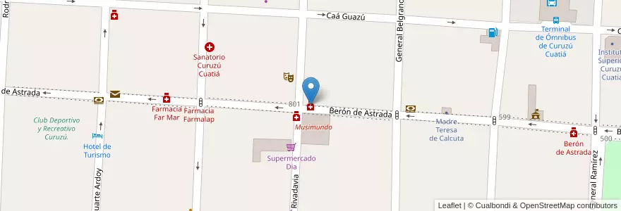Mapa de ubicacion de Farmacia Argentina en アルゼンチン, コリエンテス州, Departamento Curuzú Cuatiá, Municipio De Curuzú Cuatiá.
