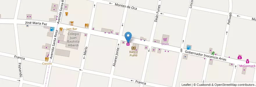Mapa de ubicacion de Farmacia Arias en 아르헨티나, 부에노스아이레스주, Partido De Morón, Castelar.