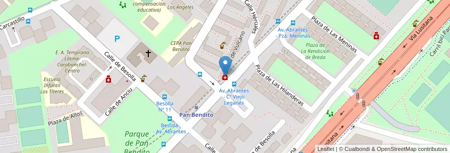 Mapa de ubicacion de Farmacia - Avenida Abrantes 118 en Spanien, Autonome Gemeinschaft Madrid, Autonome Gemeinschaft Madrid, Área Metropolitana De Madrid Y Corredor Del Henares, Madrid.