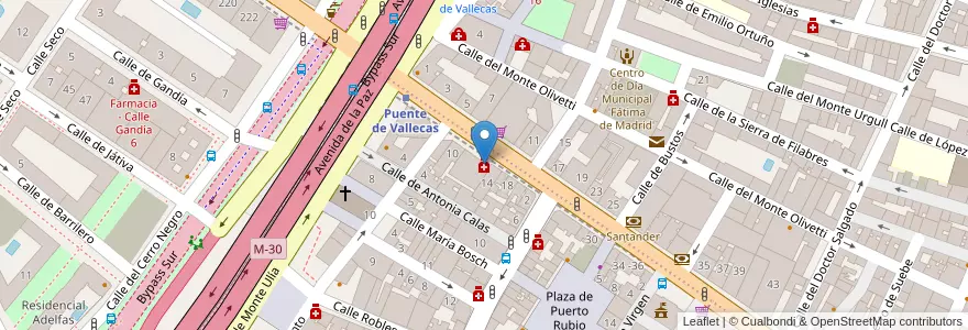 Mapa de ubicacion de Farmacia - Avenida Albufera 12 en Spagna, Comunidad De Madrid, Comunidad De Madrid, Área Metropolitana De Madrid Y Corredor Del Henares, Madrid.