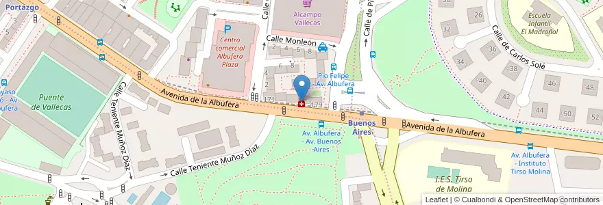 Mapa de ubicacion de Farmacia - Avenida Albufera 177 en إسبانيا, منطقة مدريد, منطقة مدريد, Área Metropolitana De Madrid Y Corredor Del Henares, مدريد.