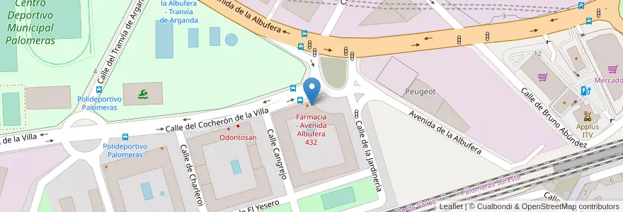 Mapa de ubicacion de Farmacia - Avenida Albufera 432 en スペイン, マドリード州, Comunidad De Madrid, Área Metropolitana De Madrid Y Corredor Del Henares, Madrid.